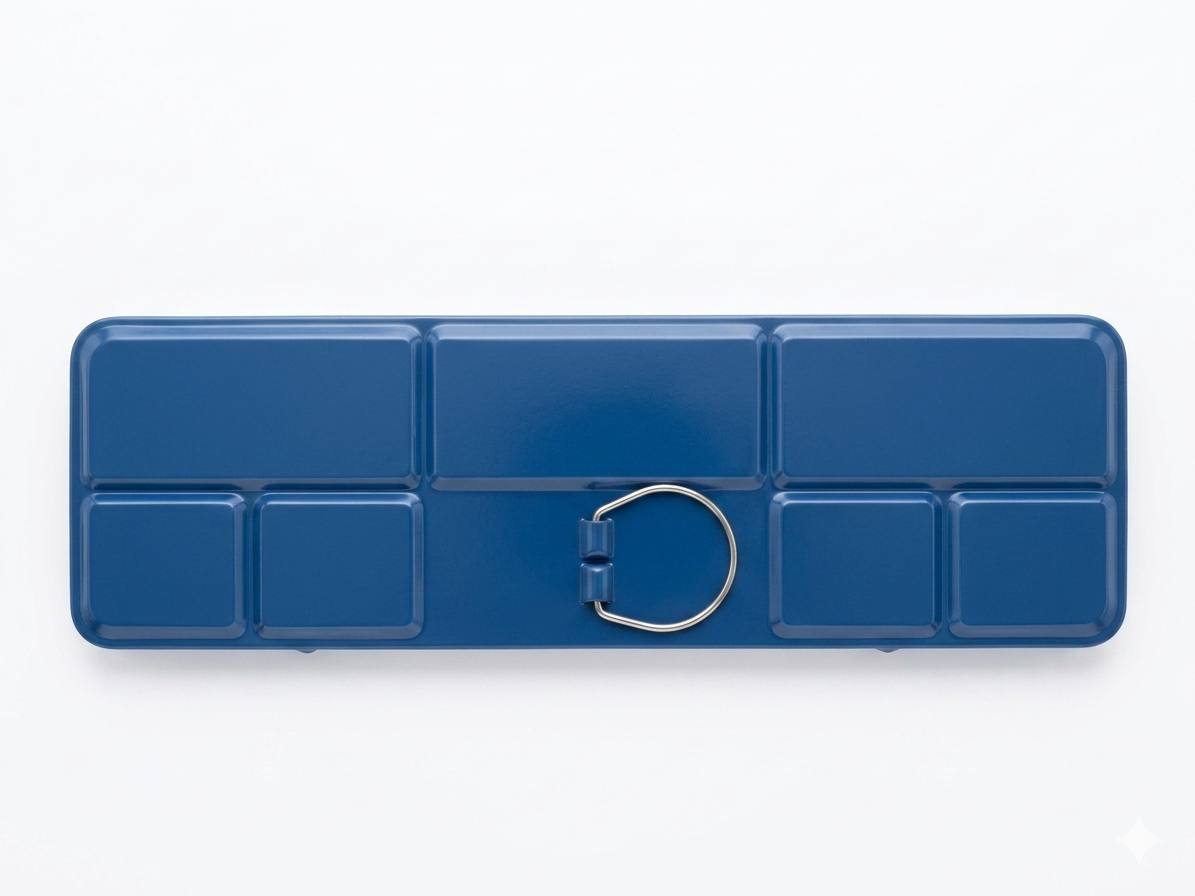 ROSA Gallery Empty Watercolour Case — 12, 21 or 35 Pans, Indigo Metal, Build Your Own Palette