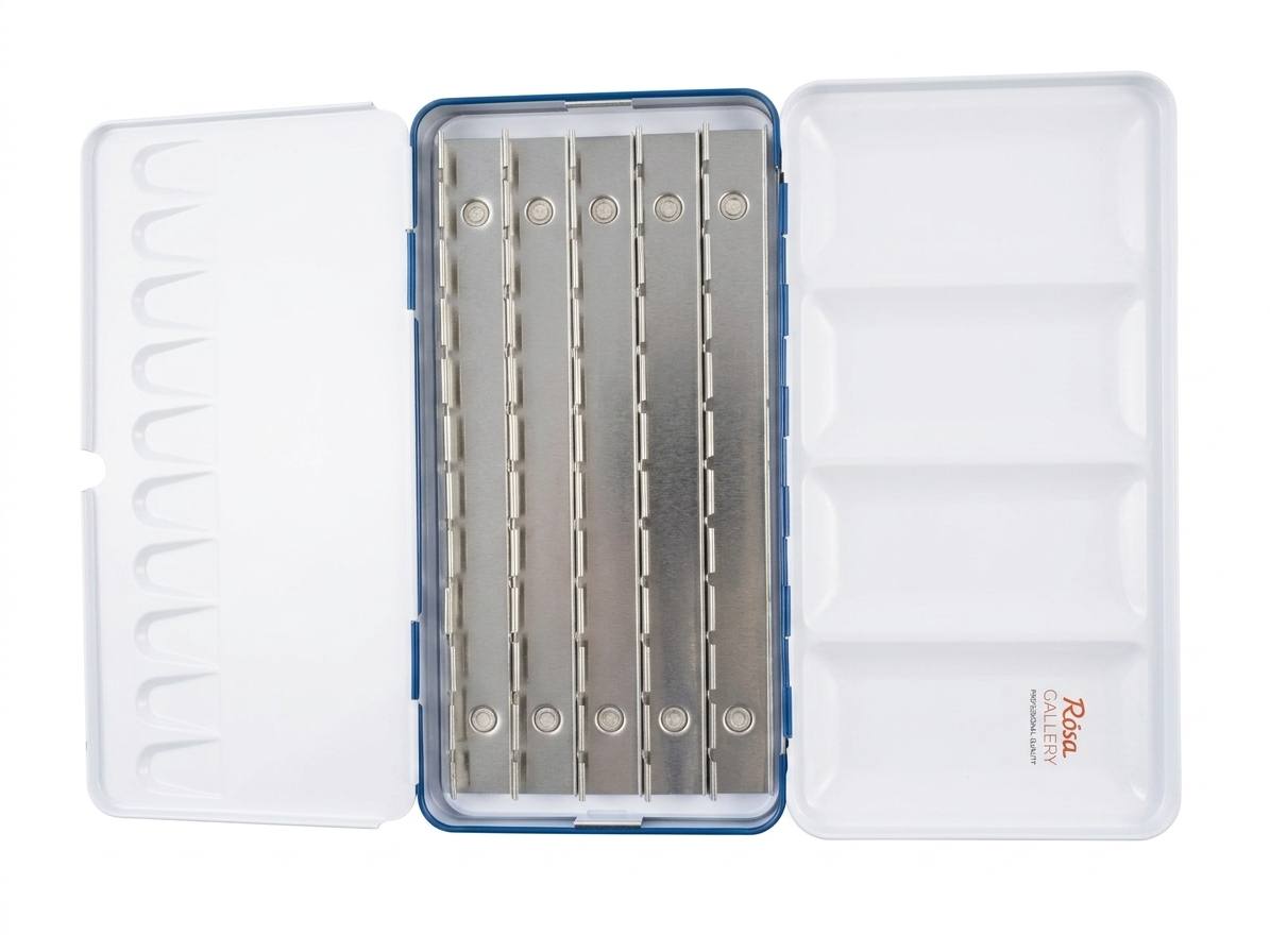 ROSA Gallery Empty Watercolour Case — 12, 21 or 35 Pans, Indigo Metal, Build Your Own Palette