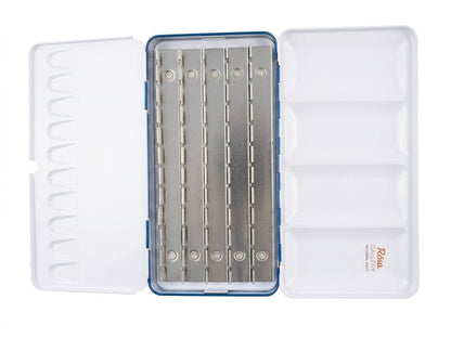 ROSA Gallery Empty Watercolour Case — 12, 21 or 35 Pans, Indigo Metal, Build Your Own Palette