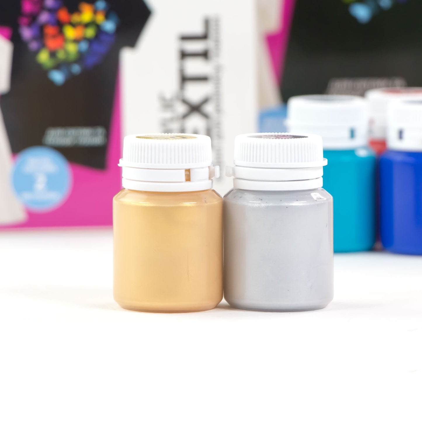 ROSA Talent HEART Fabric Paint Set — 12 or 24 Colours 20ml, Includes Gold & Silver Metallics