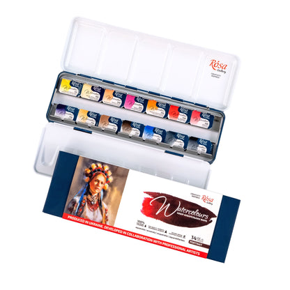 ROSA Gallery Portrait Watercolour Set, 14 Colours, Skin Tone Palette, Metal Tin, Artist Gift
