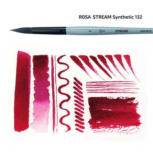 ROSA Stream 132 Watercolour Round Synthetic Brush — Sizes 0–10, Professional Artist Quality, Made in Ukraine